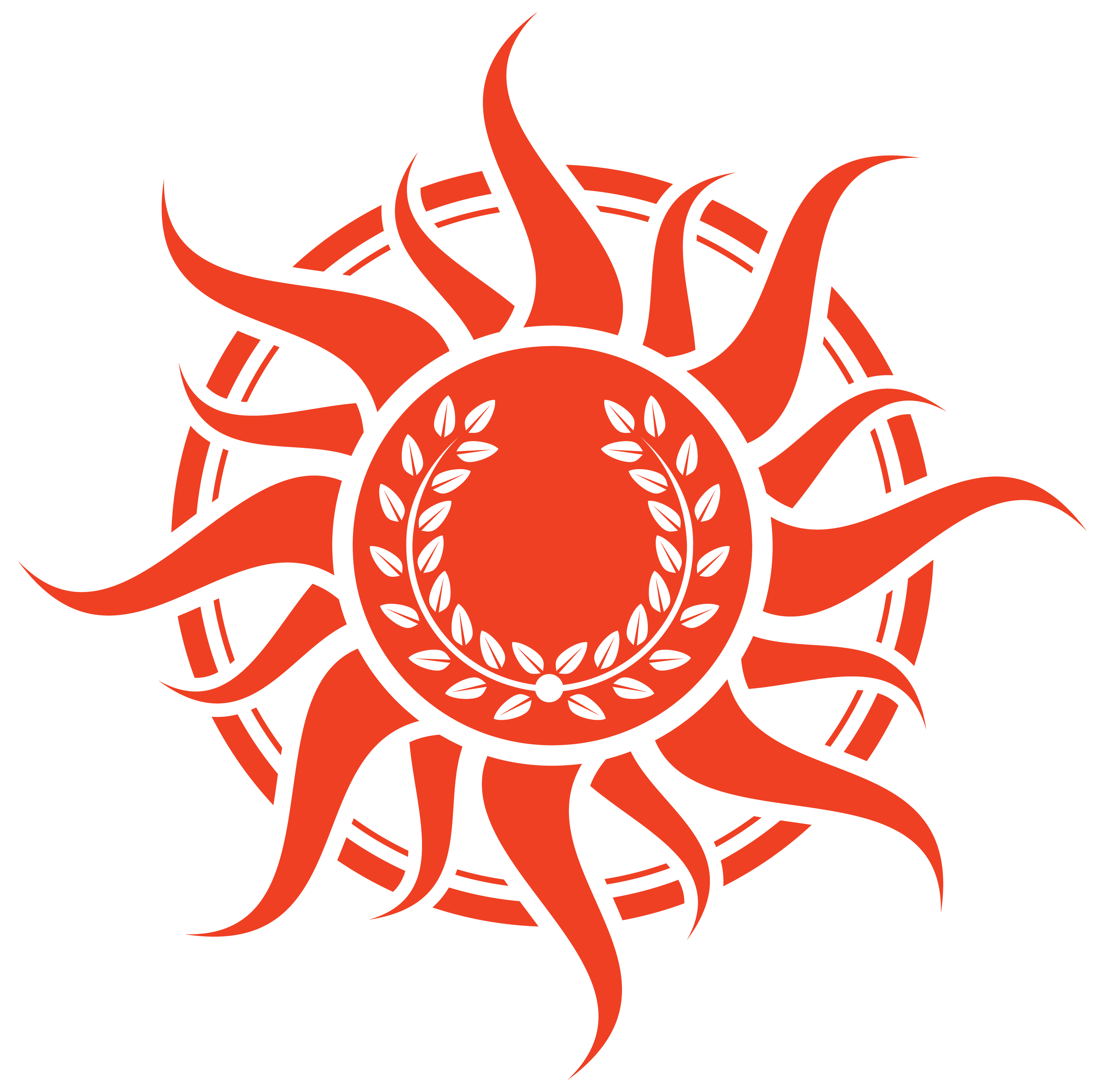 Orange red sun with laurel wreath. Nationalist Light and Victory symbol. Link to Nationalist.co.uk