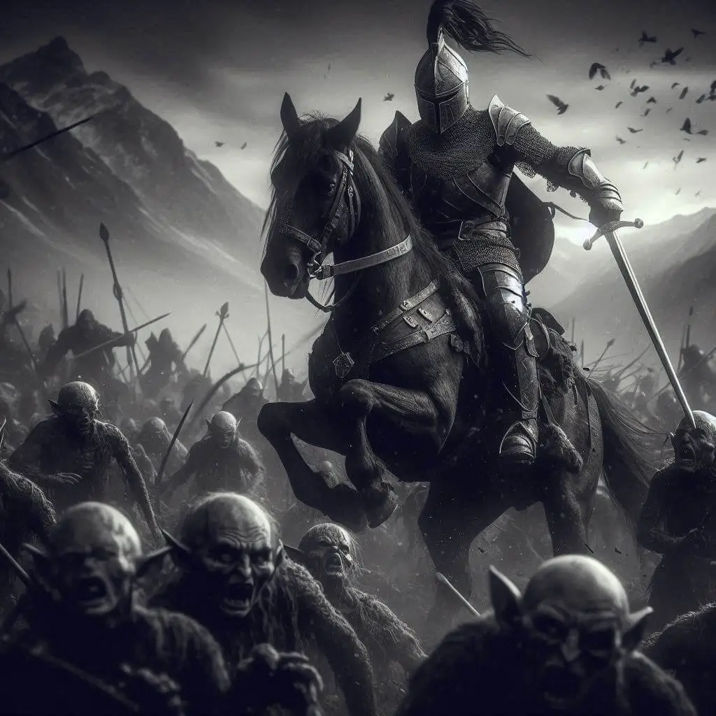 The Destroyer Apollyon As mounted knight on black horse